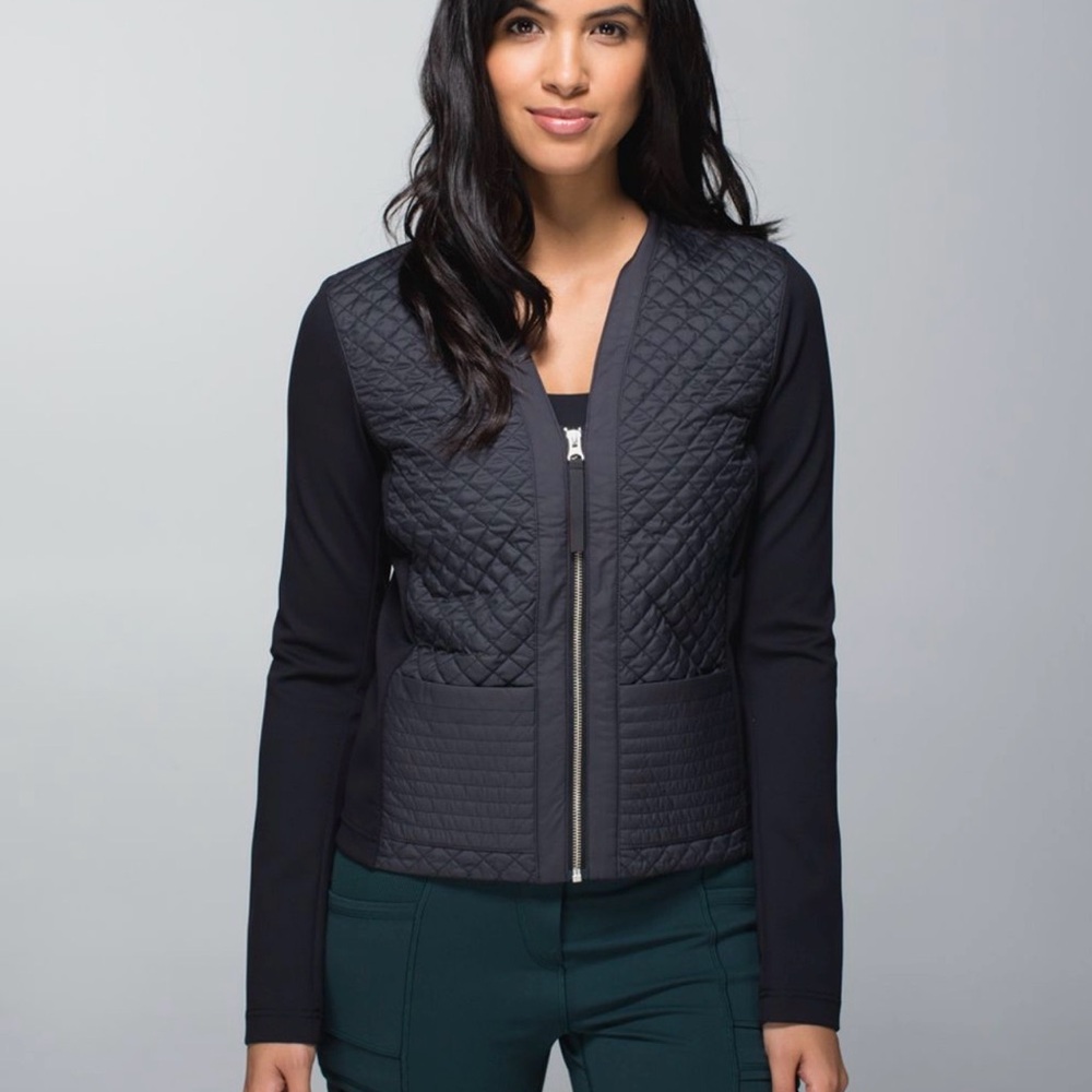 NWOT Lululemon Cardigan & Again Black Quilted Front Zip Jacket size M